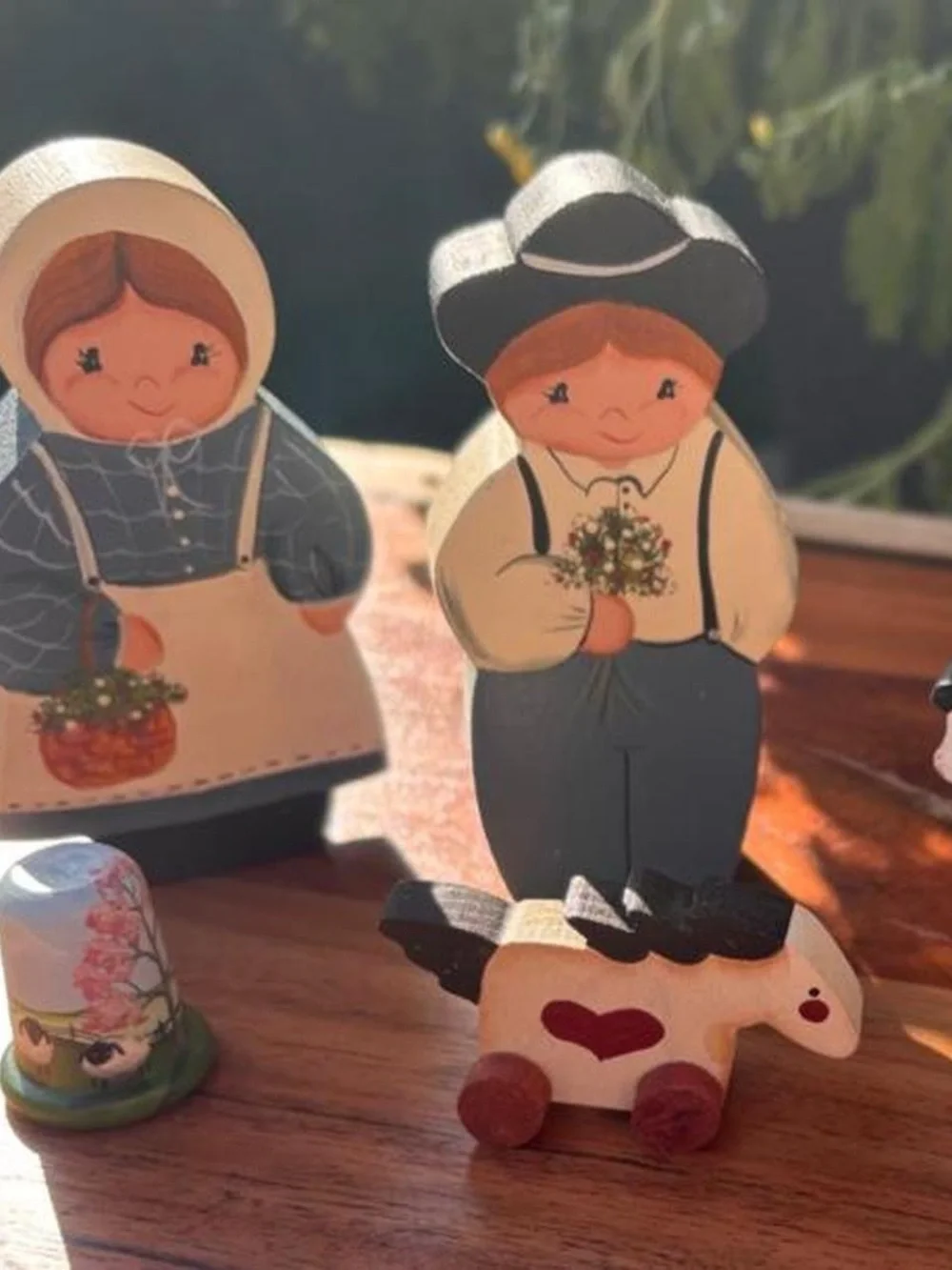 90s Hand Painted Wooden Farm Figurines